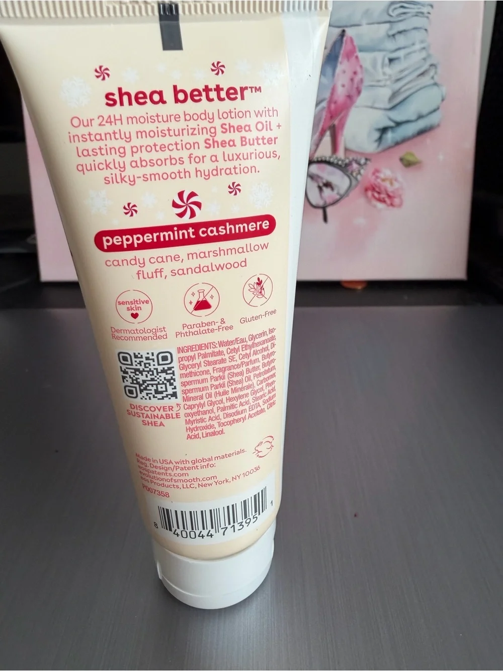 eos Peppermint Cashmere Body Lotion - Cream & Pink Accents